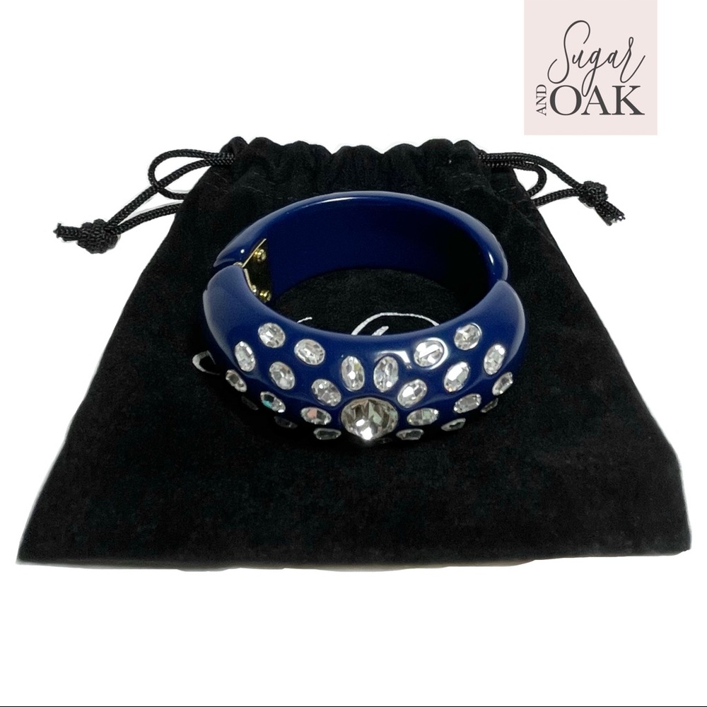 Edie Parker Acrylic Navy Crystal Bracelet Cuff